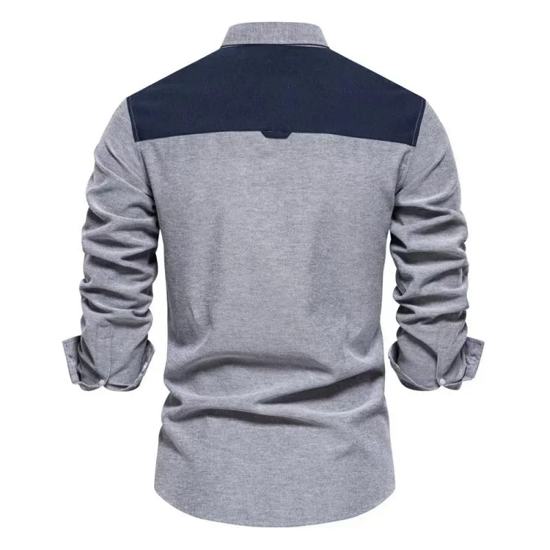 Men's Color Block Casual Chest Pocket Long Sleeve Shirt 01390766Y sold by Manly product image thumbnail 2