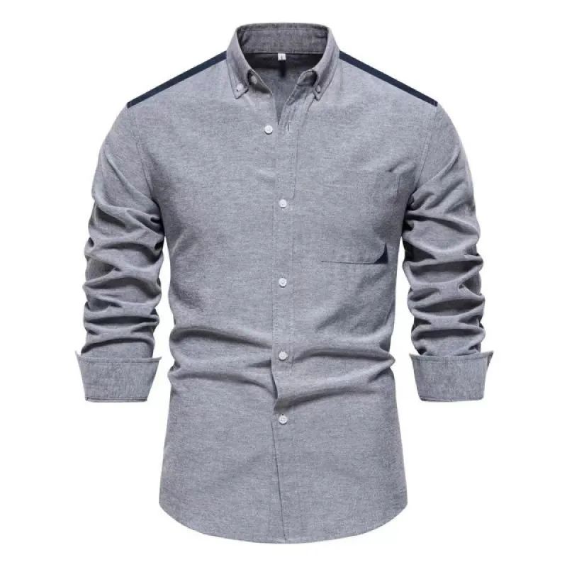 Men's Color Block Casual Chest Pocket Long Sleeve Shirt 01390766Y sold by Manly