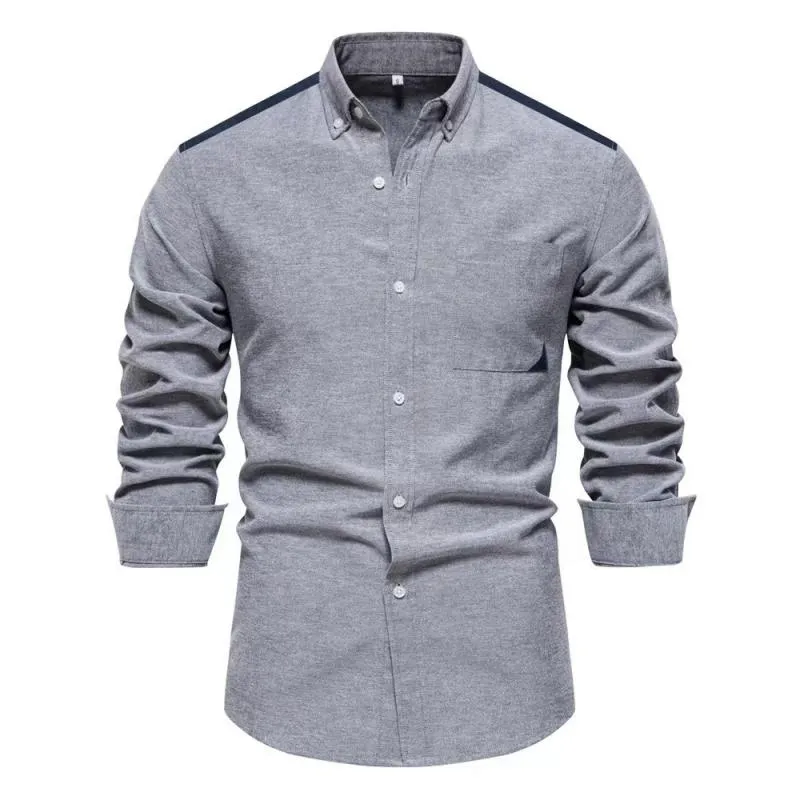 Men's Color Block Casual Chest Pocket Long Sleeve Shirt 01390766Y sold by Manly