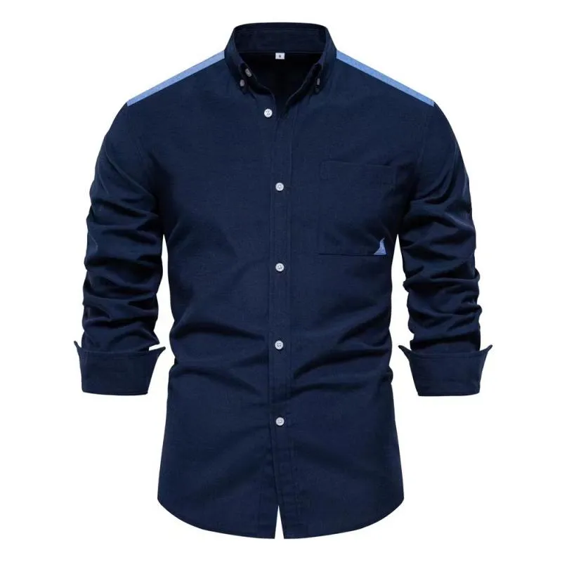 Men's Color Block Casual Chest Pocket Long Sleeve Shirt 01390766Y sold by Manly product image thumbnail 3