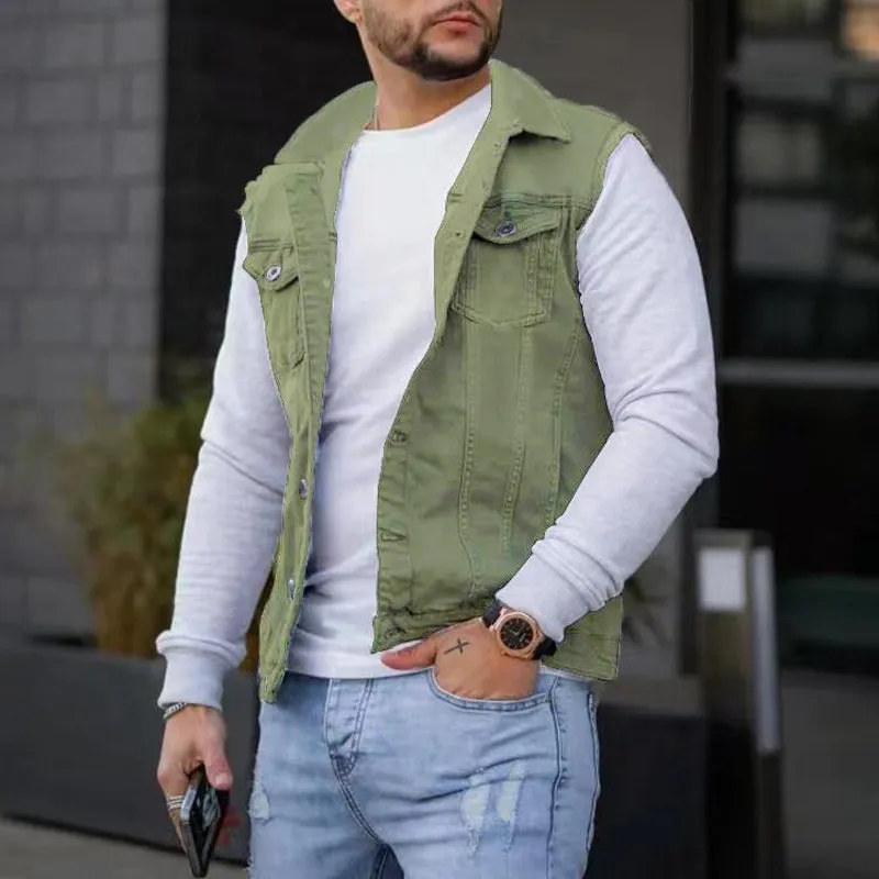 Men's Casual Solid Color Denim Sleeveless Vest 79108674Y sold by Manly product image thumbnail 5