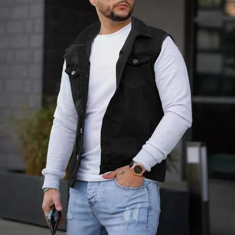 Men's Casual Solid Color Denim Sleeveless Vest 79108674Y sold by Manly product image thumbnail 4