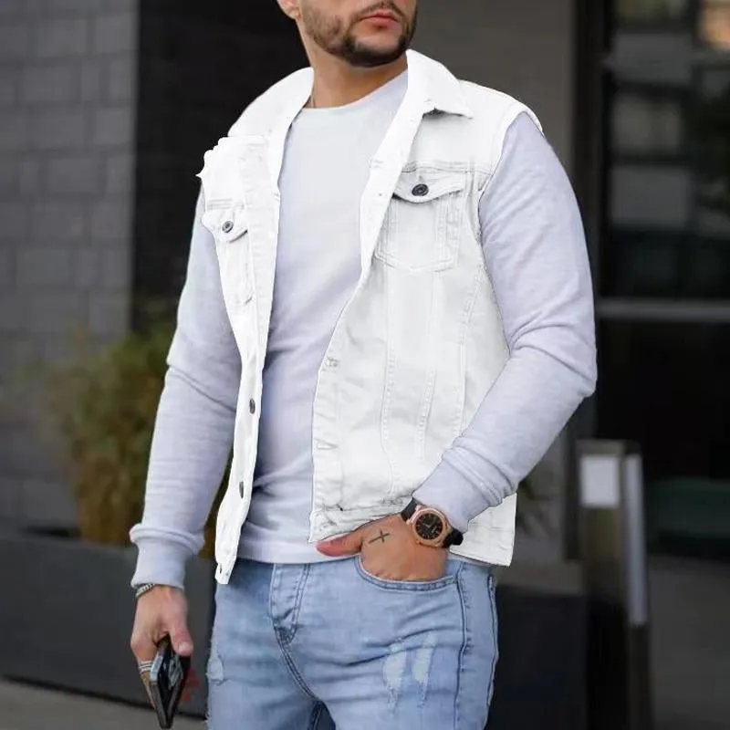 Men's Casual Solid Color Denim Sleeveless Vest 79108674Y sold by Manly product image thumbnail 3