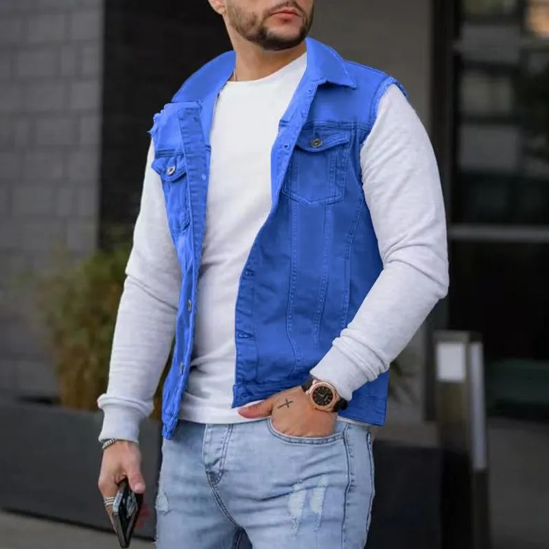 Men's Casual Solid Color Denim Sleeveless Vest 79108674Y sold by Manly product image thumbnail 2