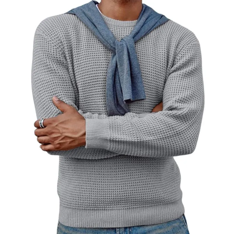 Men's Solid Color Round Neck Pullover Knitted Sweater 54564664X sold by Manly