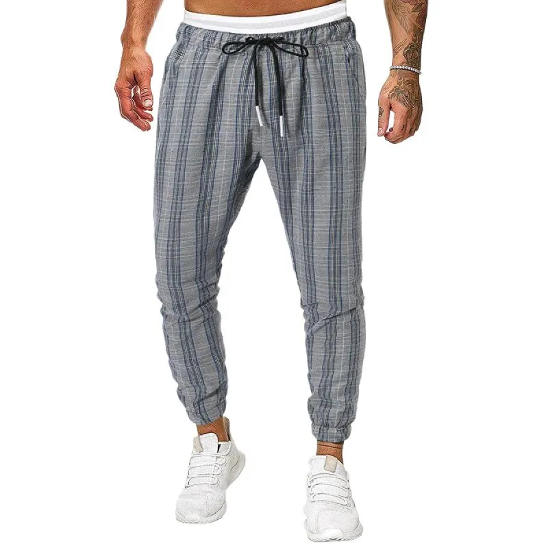 Men's Retro Casual Stripe Print Drawstring Sports Pants 85064422TO sold by Manly