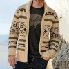 Men's Geometric Print Lapel Sweater Cardigan Jacket 30728593X sold by Manly
