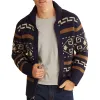 Men's Geometric Print Lapel Sweater Cardigan Jacket 30728593X sold by Manly
