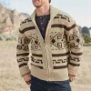 Men's Geometric Print Lapel Sweater Cardigan Jacket 30728593X sold by Manly