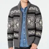 Men's Geometric Print Lapel Sweater Cardigan Jacket 30728593X sold by Manly