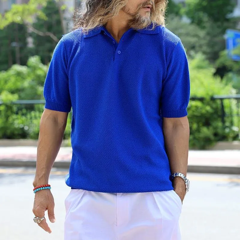 Men's Loose Lapel Solid Color Short-Sleeved Polo Shirt 74134770Y sold by Manly product image thumbnail 3
