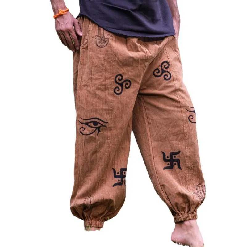 Men's Ethnic Pattern Printed Elastic Waist Cinch Trousers 78107980Z sold by Manly