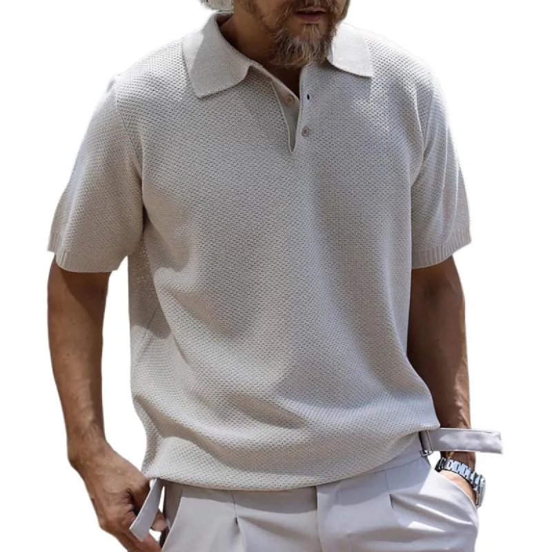 Men's Loose Lapel Solid Color Short-Sleeved Polo Shirt 74134770Y sold by Manly