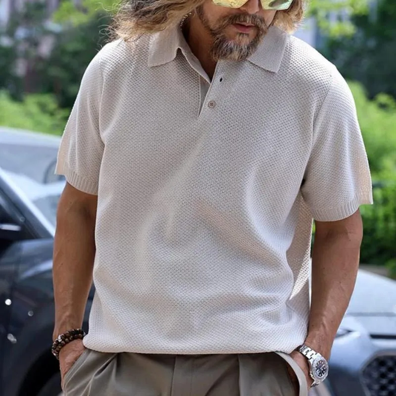 Men's Loose Lapel Solid Color Short-Sleeved Polo Shirt 74134770Y sold by Manly product image thumbnail 2