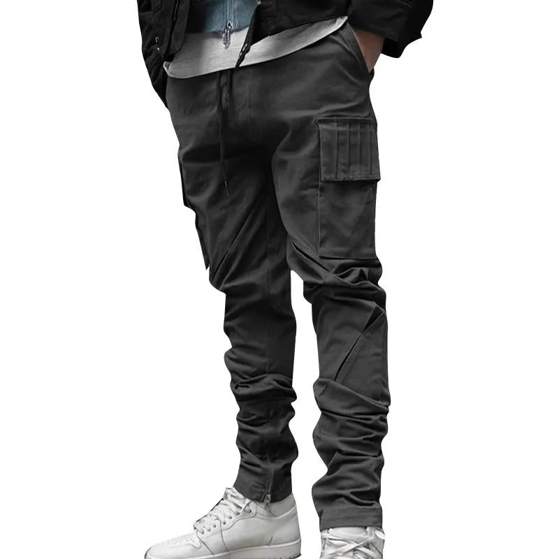 Men's Casual Solid Color Multi-Pocket Cargo Pants 46514597Y sold by Manly