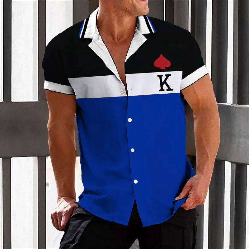 Men's Casual Hearts K Lapel Short Sleeve Shirt 14442311TO sold by Manly product image thumbnail 2