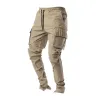 Men's Casual Solid Color Multi-Pocket Cargo Pants 46514597Y sold by Manly
