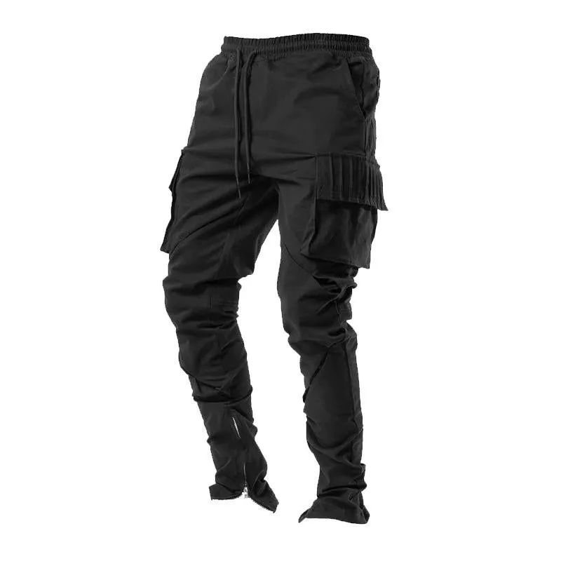 Men's Casual Solid Color Multi-Pocket Cargo Pants 46514597Y sold by Manly product image thumbnail 4