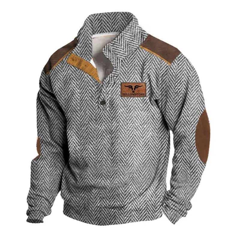 Men's Printed Herringbone Henley Neck Sweatshirt 97667619X sold by Manly product image thumbnail 2