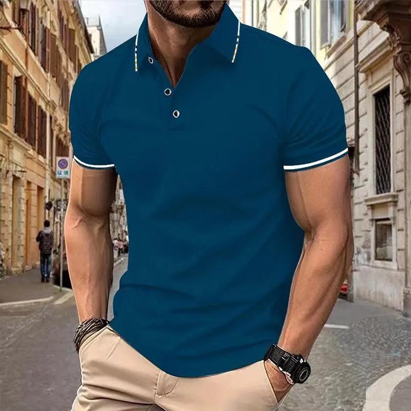 Men's Colorblock Lapel Short Sleeve Polo Shirt 73054475Z sold by Manly product image thumbnail 4