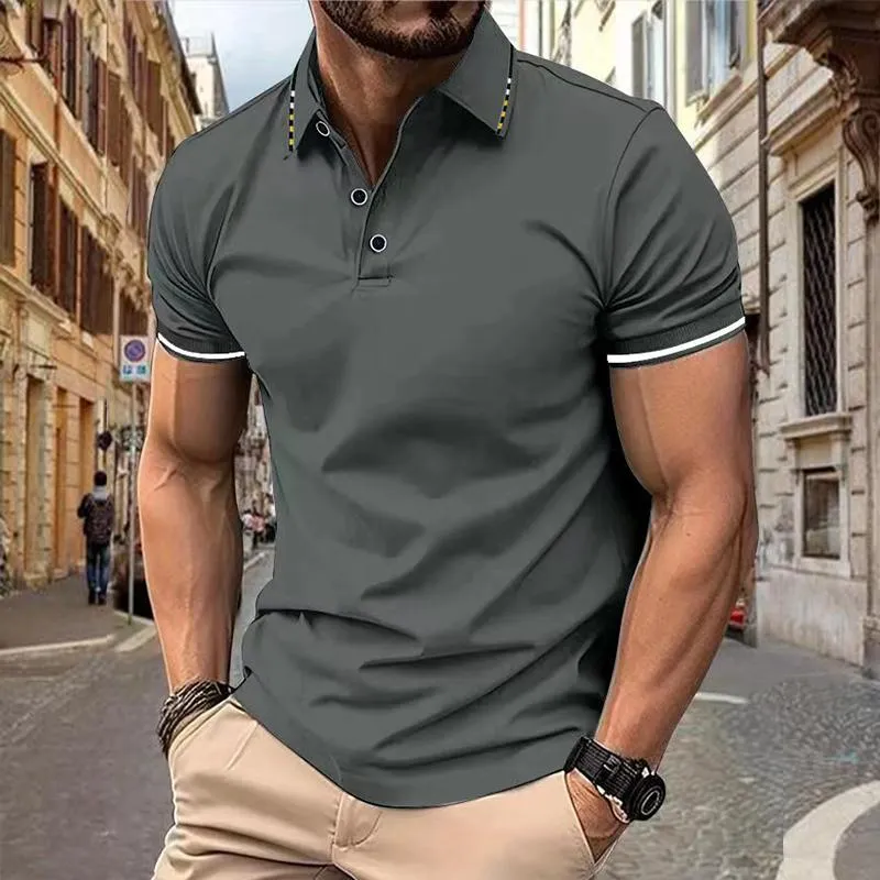 Men's Colorblock Lapel Short Sleeve Polo Shirt 73054475Z sold by Manly product image thumbnail 5