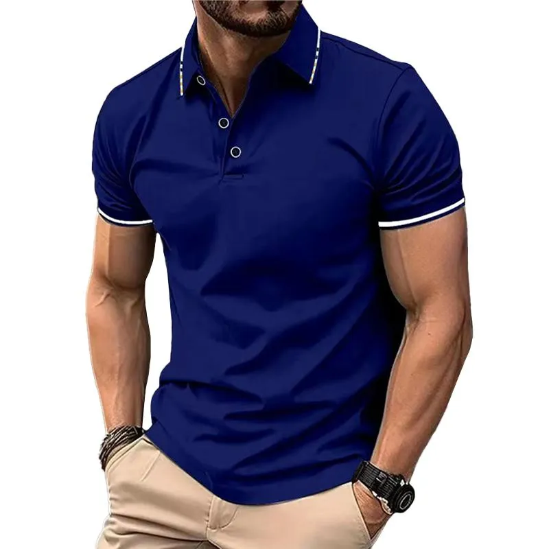 Men's Colorblock Lapel Short Sleeve Polo Shirt 73054475Z sold by Manly