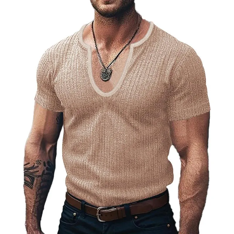 Men's Solid Slim V Neck Short Sleeve Knit T-shirt 62845940Z sold by Manly product image thumbnail 3