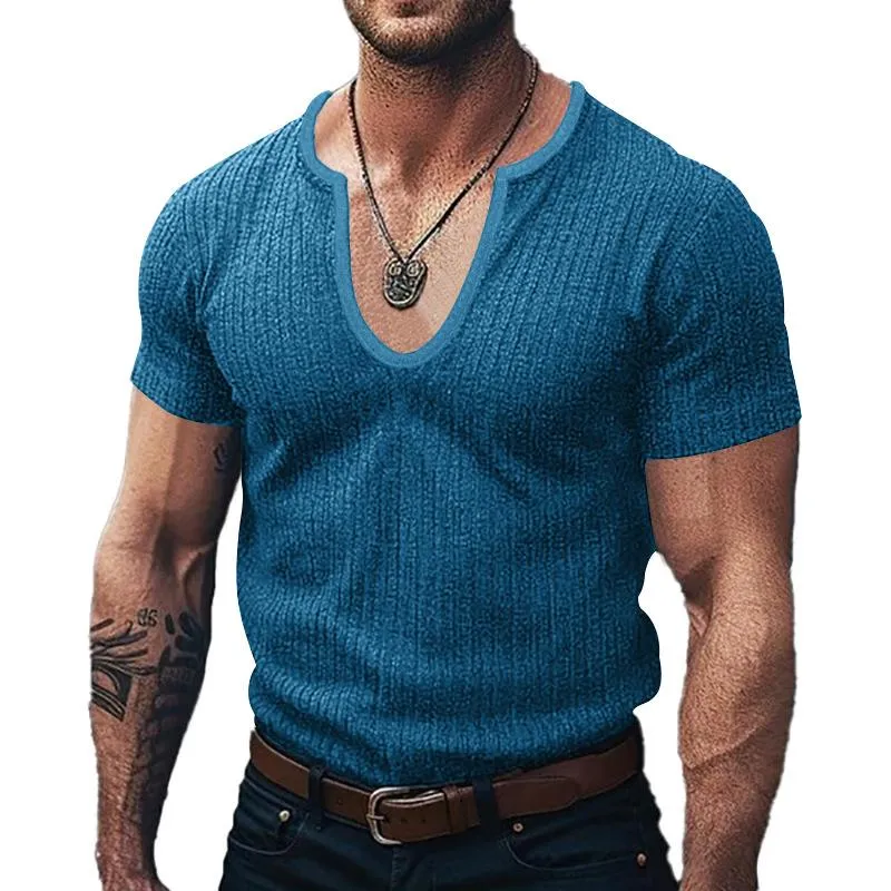 Men's Solid Slim V Neck Short Sleeve Knit T-shirt 62845940Z sold by Manly product image thumbnail 5