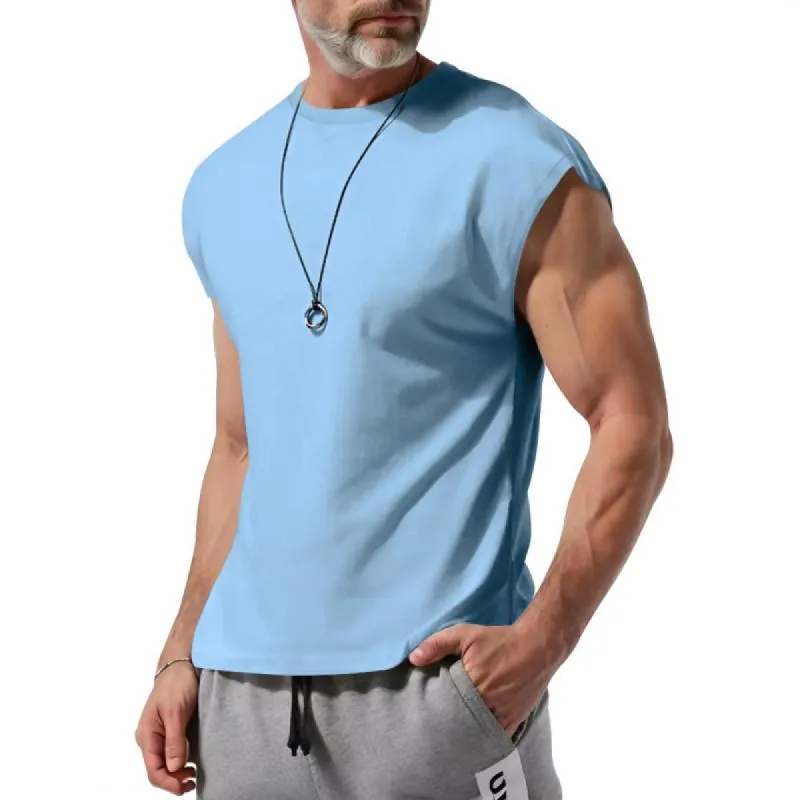 Men's Casual Cotton Blend Crew Neck Loose Tank Top 23771862M sold by Manly