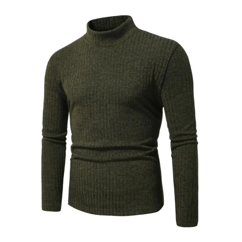 Men's Casual Rib Stripe Half-high Collar Slim Long-sleeved T-shirt 10867010M sold by Manly product image thumbnail 5