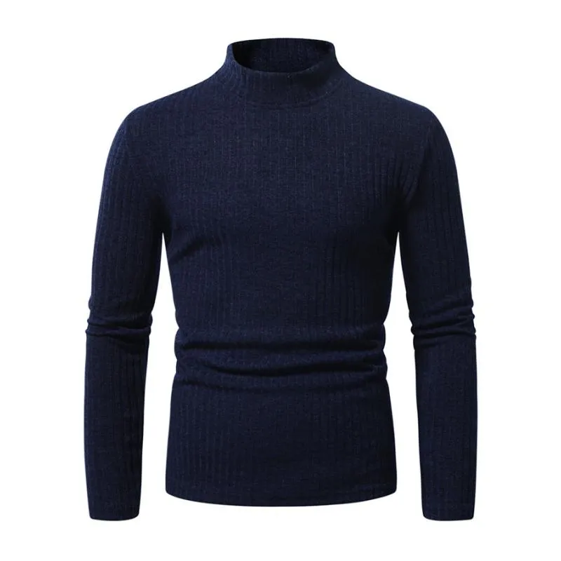 Men's Casual Rib Stripe Half-high Collar Slim Long-sleeved T-shirt 10867010M sold by Manly product image thumbnail 3