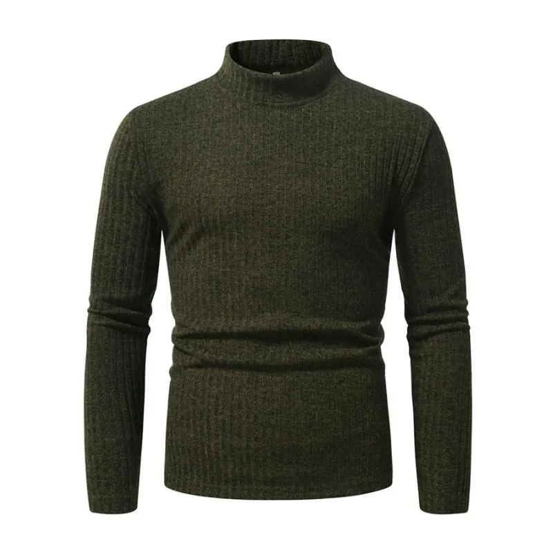 Men's Casual Rib Stripe Half-high Collar Slim Long-sleeved T-shirt 10867010M sold by Manly product image thumbnail 4