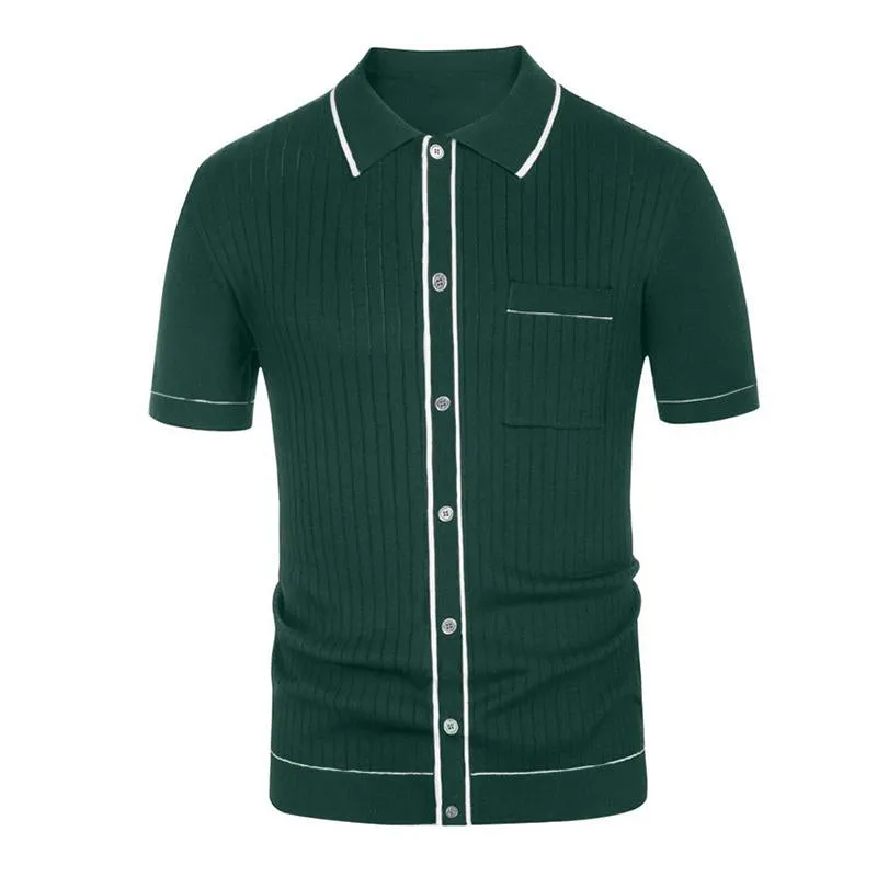 Men's Casual Lapel Single-Breasted Short-Sleeved Knitted Polo Shirt 73540044M sold by Manly product image thumbnail 4