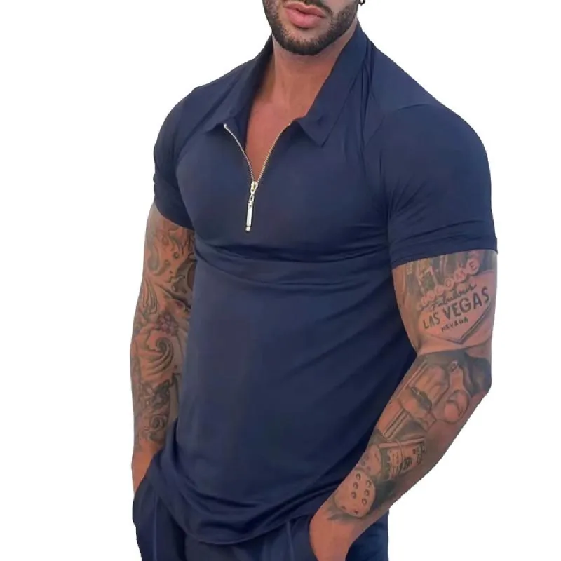 Men's Casual Solid Color Lapel Short Sleeve Polo T-Shirt 84914388Y sold by Manly