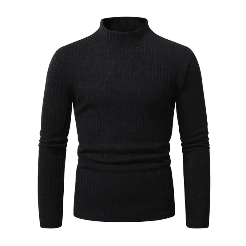 Men's Casual Rib Stripe Half-high Collar Slim Long-sleeved T-shirt 10867010M sold by Manly product image thumbnail 2