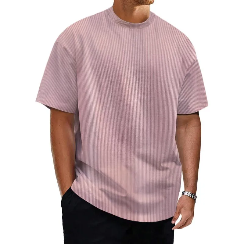 Men's Solid Color Loose Round Neck Short Sleeve T-Shirt 28631310Y sold by Manly product image thumbnail 4