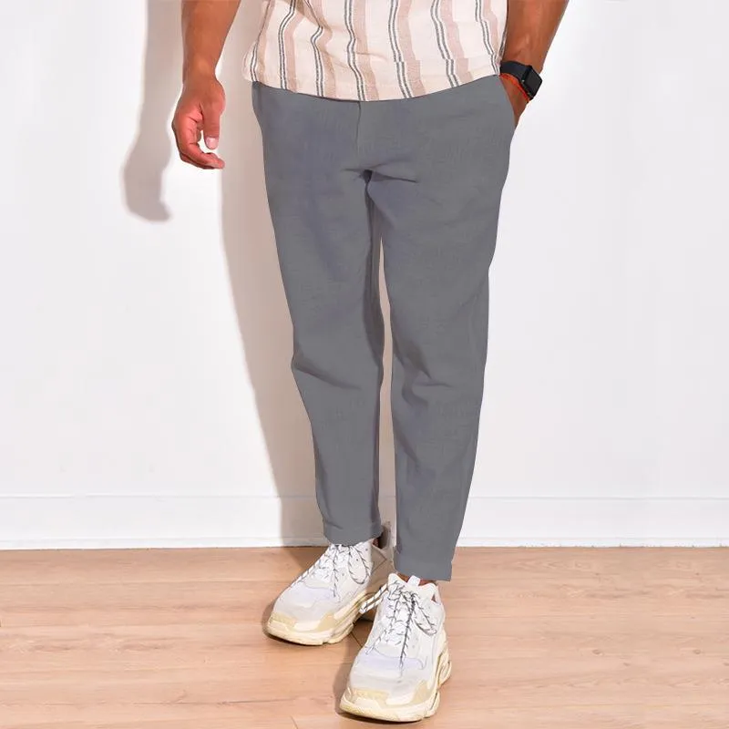 Men's Solid Loose Elastic Waist Cotton Linen Trousers 87857473Z sold by Manly product image thumbnail 5