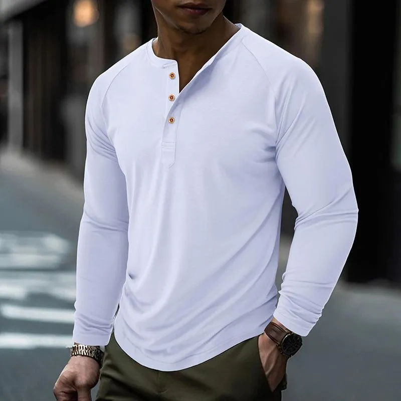 Men's Contrast Long Sleeve Casual Henley T-Shirt 80900545X sold by Manly product image thumbnail 2