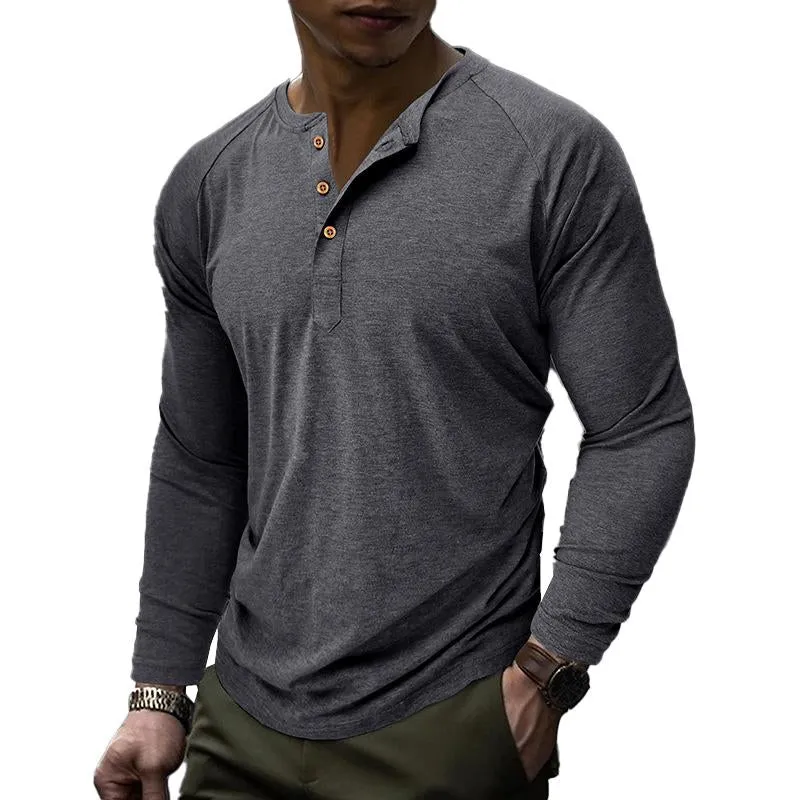 Men's Contrast Long Sleeve Casual Henley T-Shirt 80900545X sold by Manly