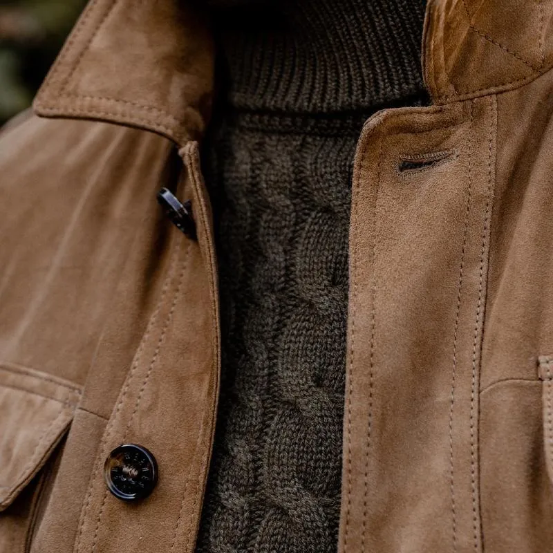 Men's Vintage Lapel Multi Pocket Solid Suede Jacket 84262271X sold by Manly product image thumbnail 3