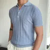 Men's Lapel Collar Plain Short Sleeve Knitted Polo Shirt 00619492M sold by Manly