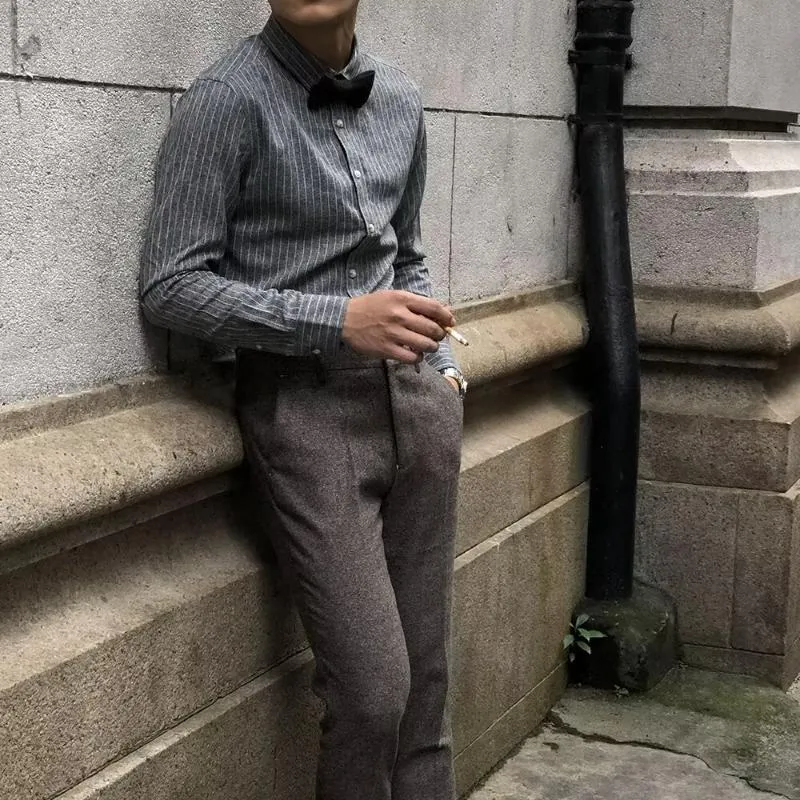 Men's Retro Casual British Style Striped Long Sleeve Shirt 24955239TO sold by Manly product image thumbnail 4