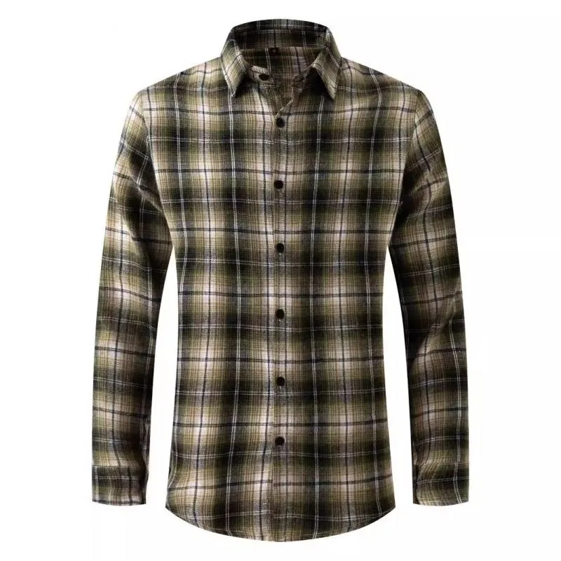 Men's Casual Plaid Lapel Long Sleeve Shirt 70855119Y sold by Manly product image thumbnail 5