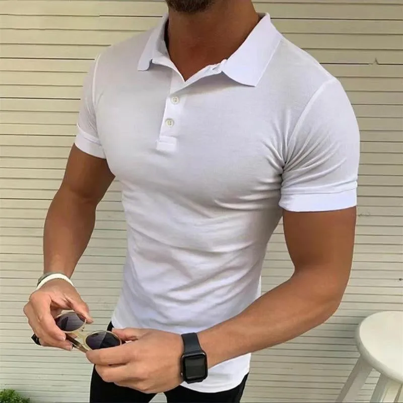Men's Casual Solid Color Polo Neck Short Sleeve T-Shirt 71525862Y sold by Manly product image thumbnail 2