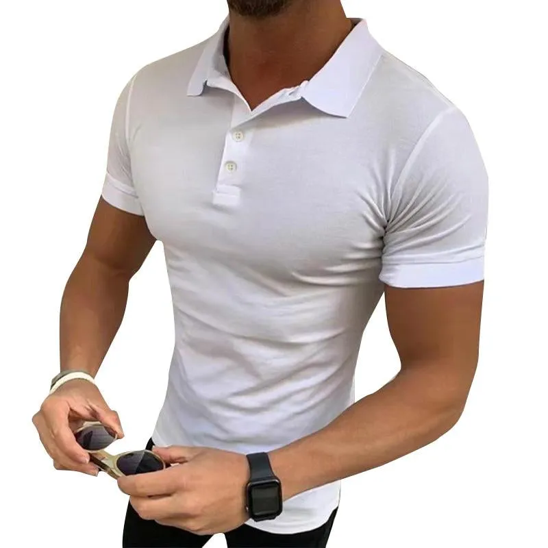 Men's Casual Solid Color Polo Neck Short Sleeve T-Shirt 71525862Y sold by Manly