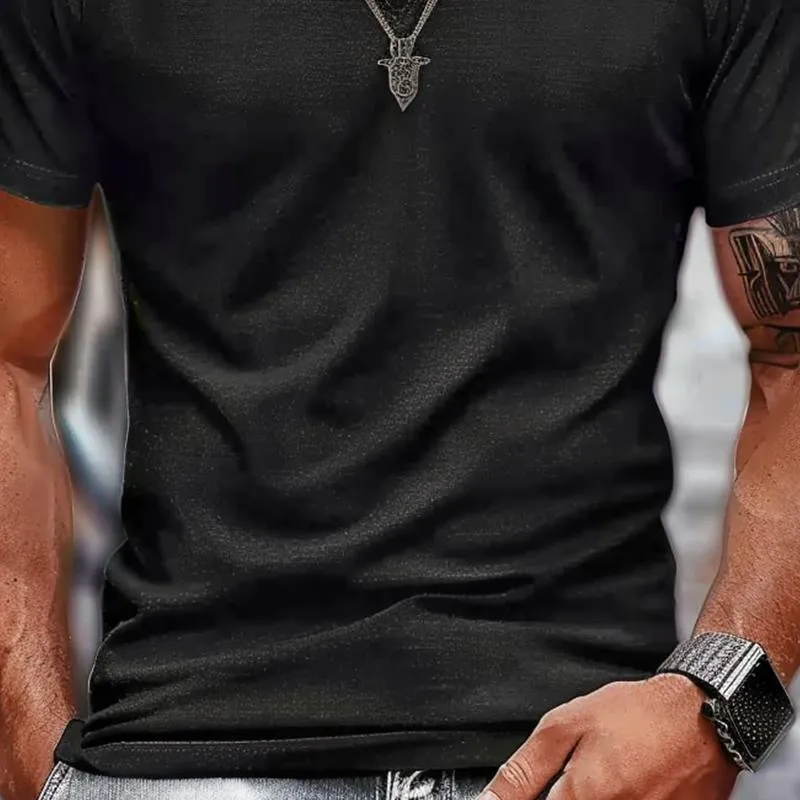 Men's V-neck Solid Color Cotton Short-sleeved T-shirt 49213189X sold by Manly product image thumbnail 4