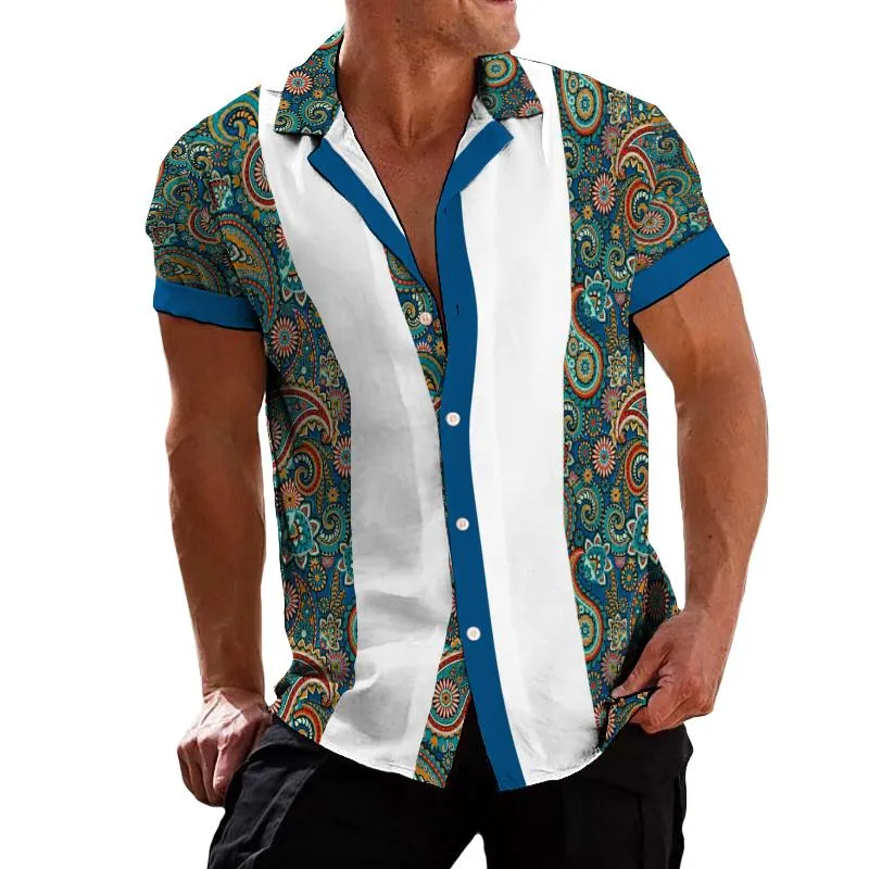 Men's Retro Ethnic Peris Lapel Short Sleeve Shirt 70203916TO sold by Manly