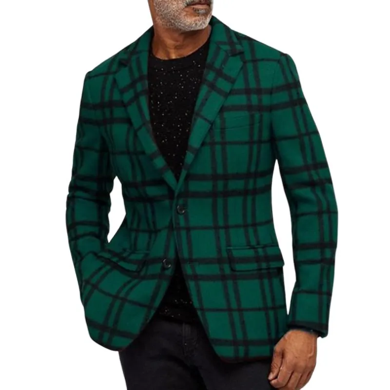Men's Retro Casual Check Print Pocket Blazer 07905336TO sold by Manly