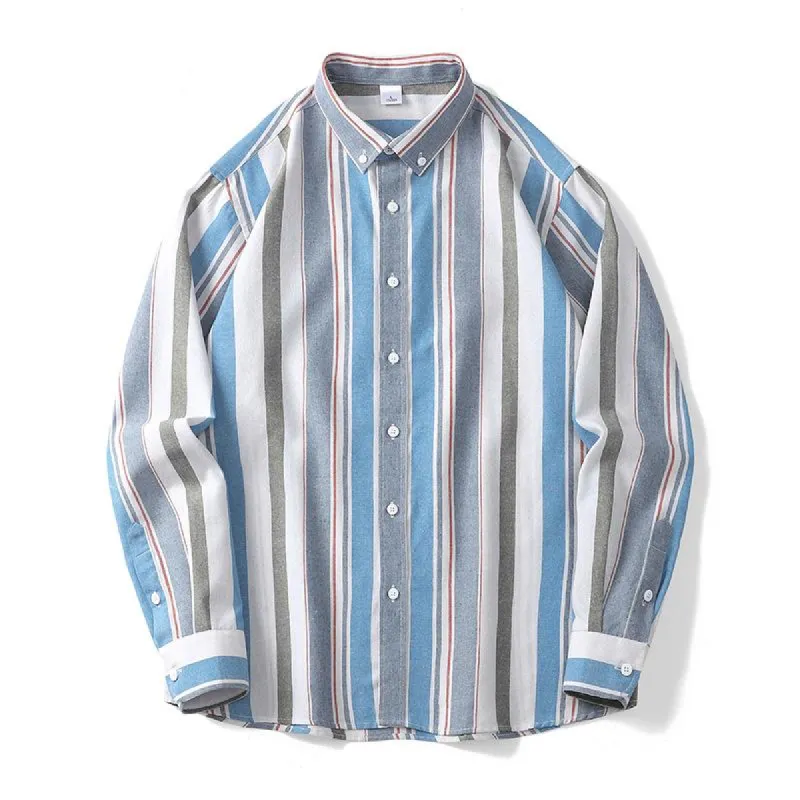Men's Striped Lapel Long Sleeve Casual Shirt 46936303Z sold by Manly