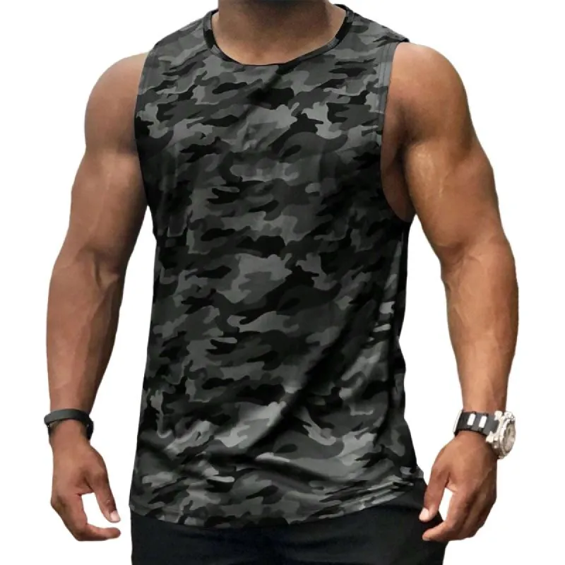 Men's Casual Camouflage Round Neck Tank Top 41361884TO sold by Manly